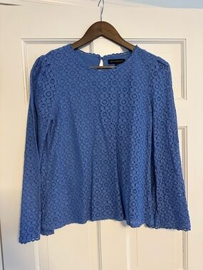 Banana Republic Periwinkle Crochet Long-Sleeve Blouse